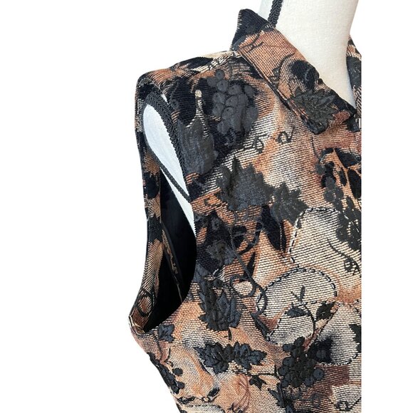 Christopher & Banks Vintage Floral Tapestry Vest With Zipper Closure & Collar - Picture 3 of 8
